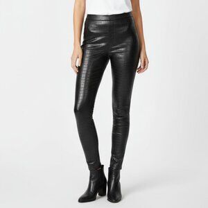 Express Black faux Leather Animal Print Leggings Pants NEW XXS